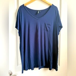 Cynthia Rowley Women's Navy Blue V-Neck T-Shirt ~ Size 3X